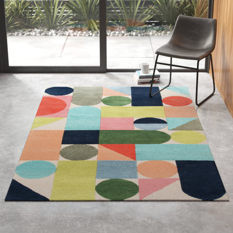 Geometric Handmade Tufted Wool Blue/Green/Orange Area Rug & Reviews